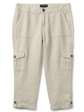Banana Republic Martin Fit Linen Cargo Crop Pant - Flax Beige Size 8